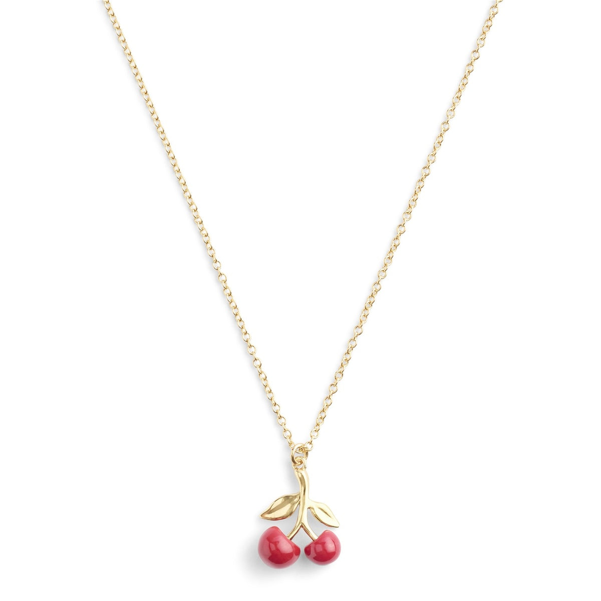 Coach Gold Enamel Red Cherry Necklace