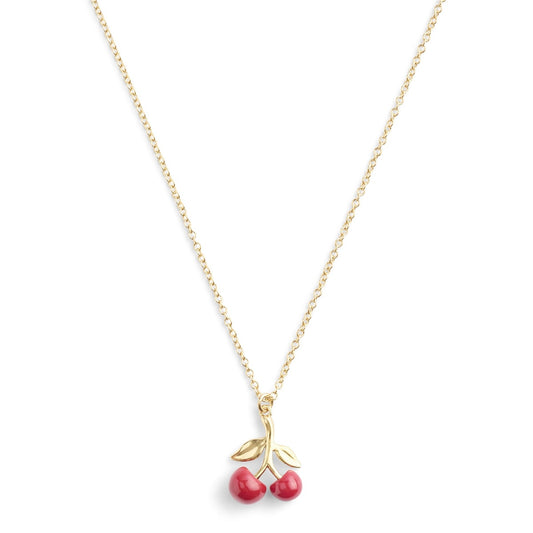 Coach Gold Enamel Red Cherry Necklace