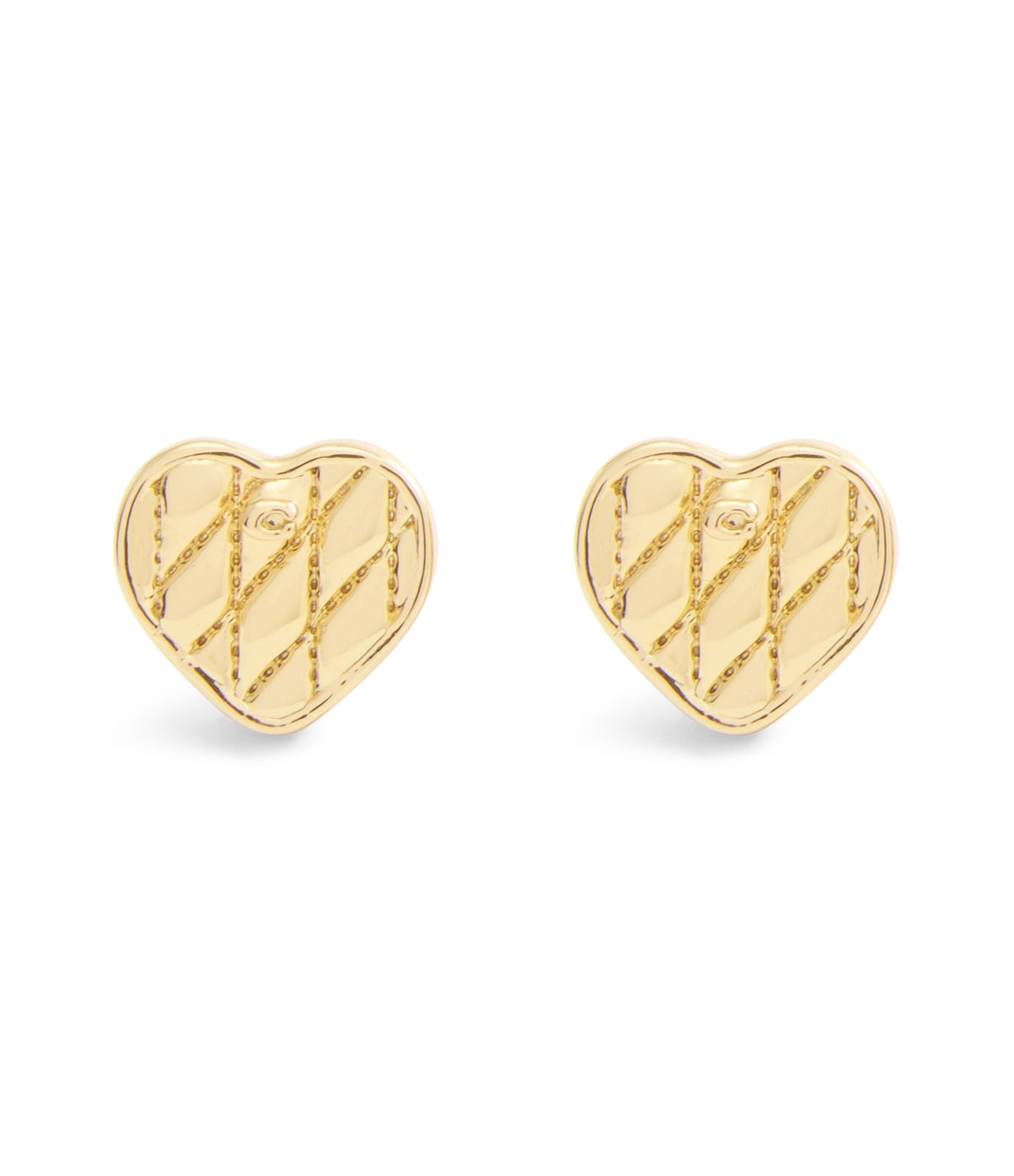Coach Gold Quilted Heart Studs