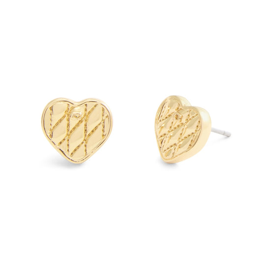 Coach Gold Quilted Heart Studs
