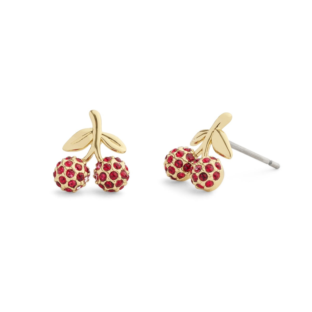 Coach Gold Red Pavé Cherry Studs