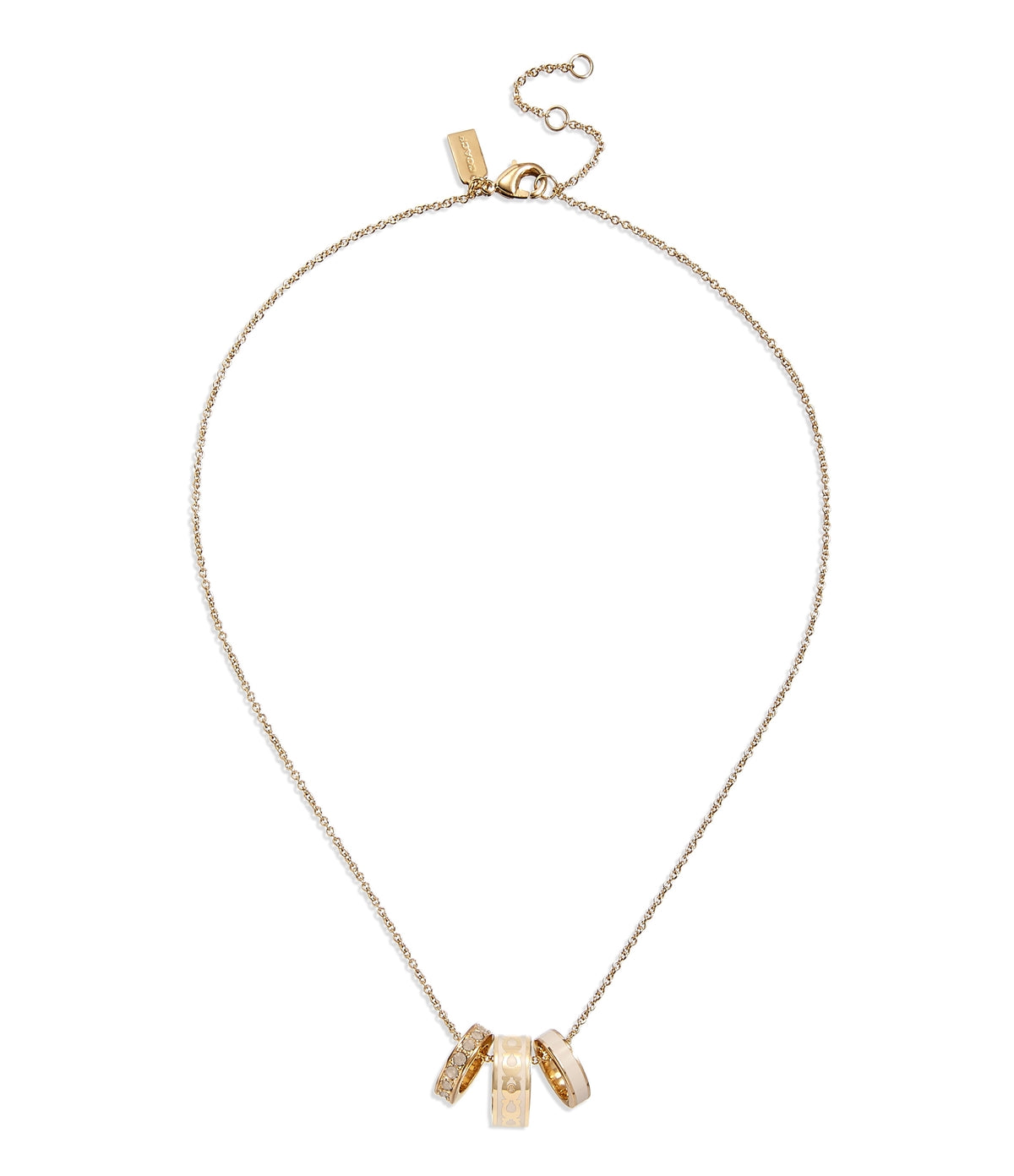Coach Gold White Enamel Rings Necklace