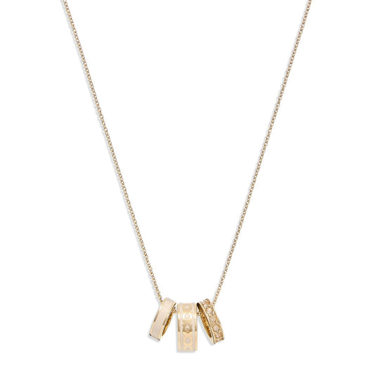 Coach Gold White Enamel Rings Necklace