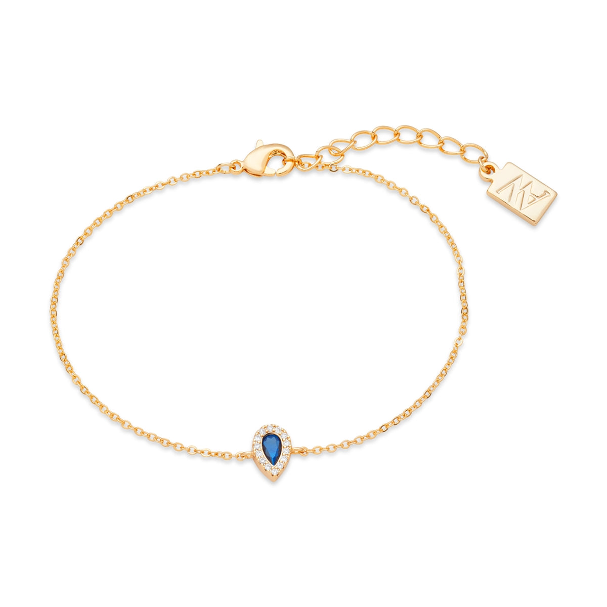 August Woods Gold Blue Halo Teardrop Bracelet