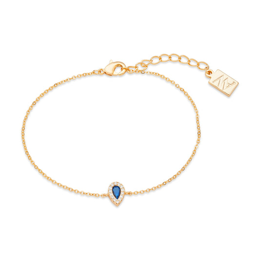 August Woods Gold Blue Halo Teardrop Bracelet