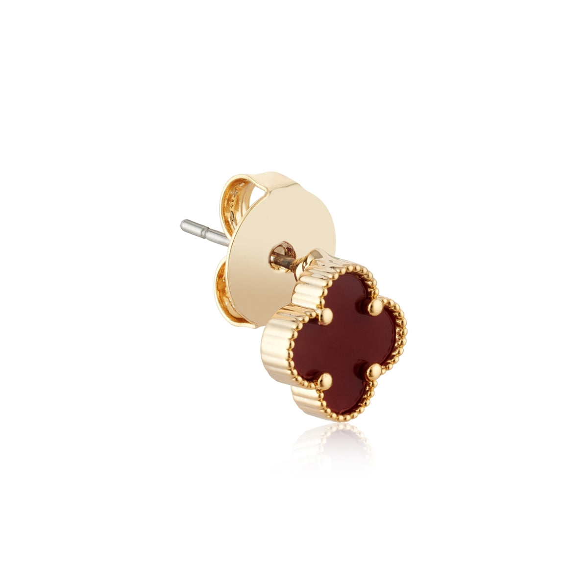 August Woods Gold Burgundy Clover Earrings