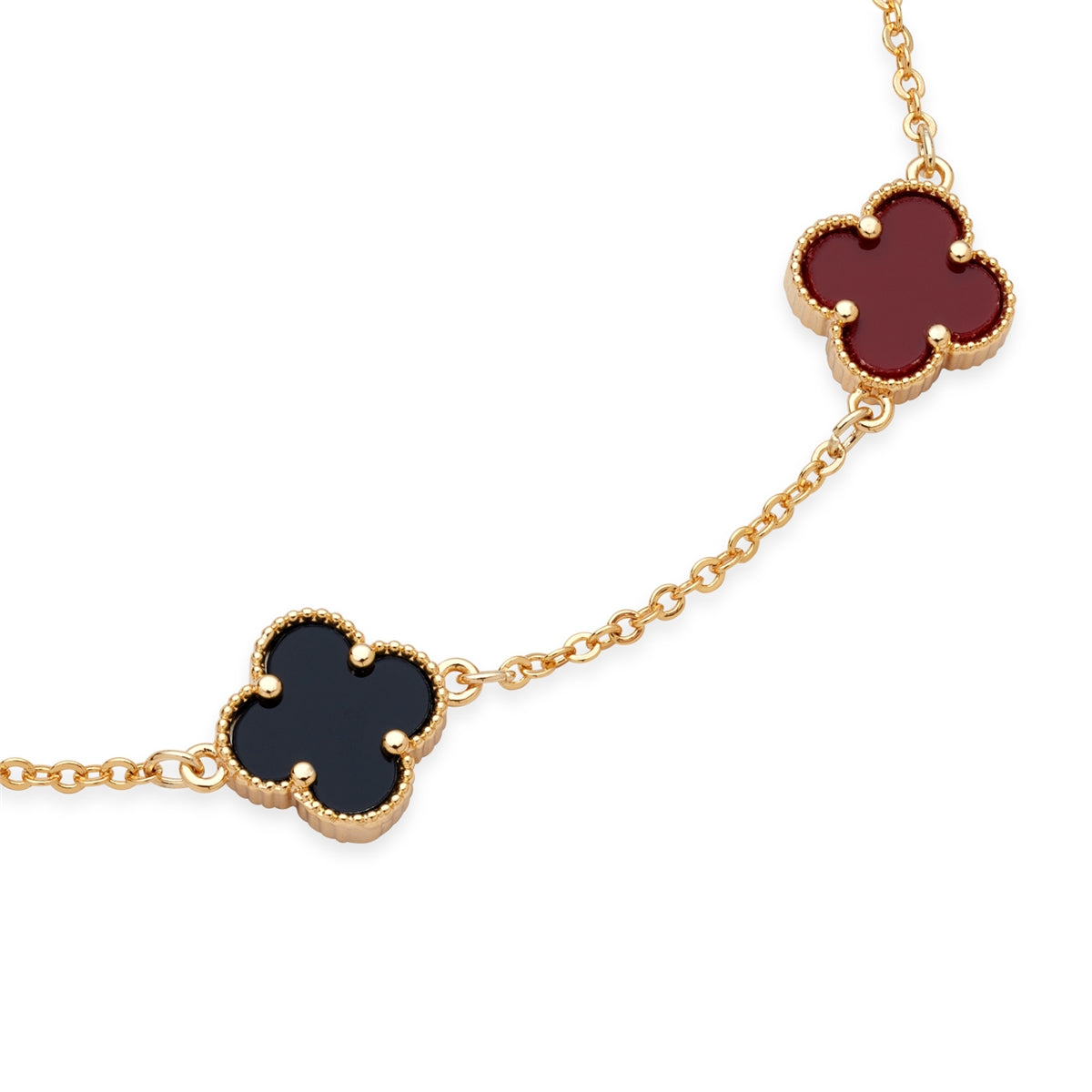 August Woods Gold Burgundy Multi Clover Bracelet