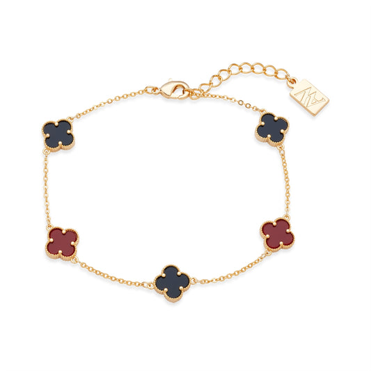 August Woods Gold Burgundy Multi Clover Bracelet