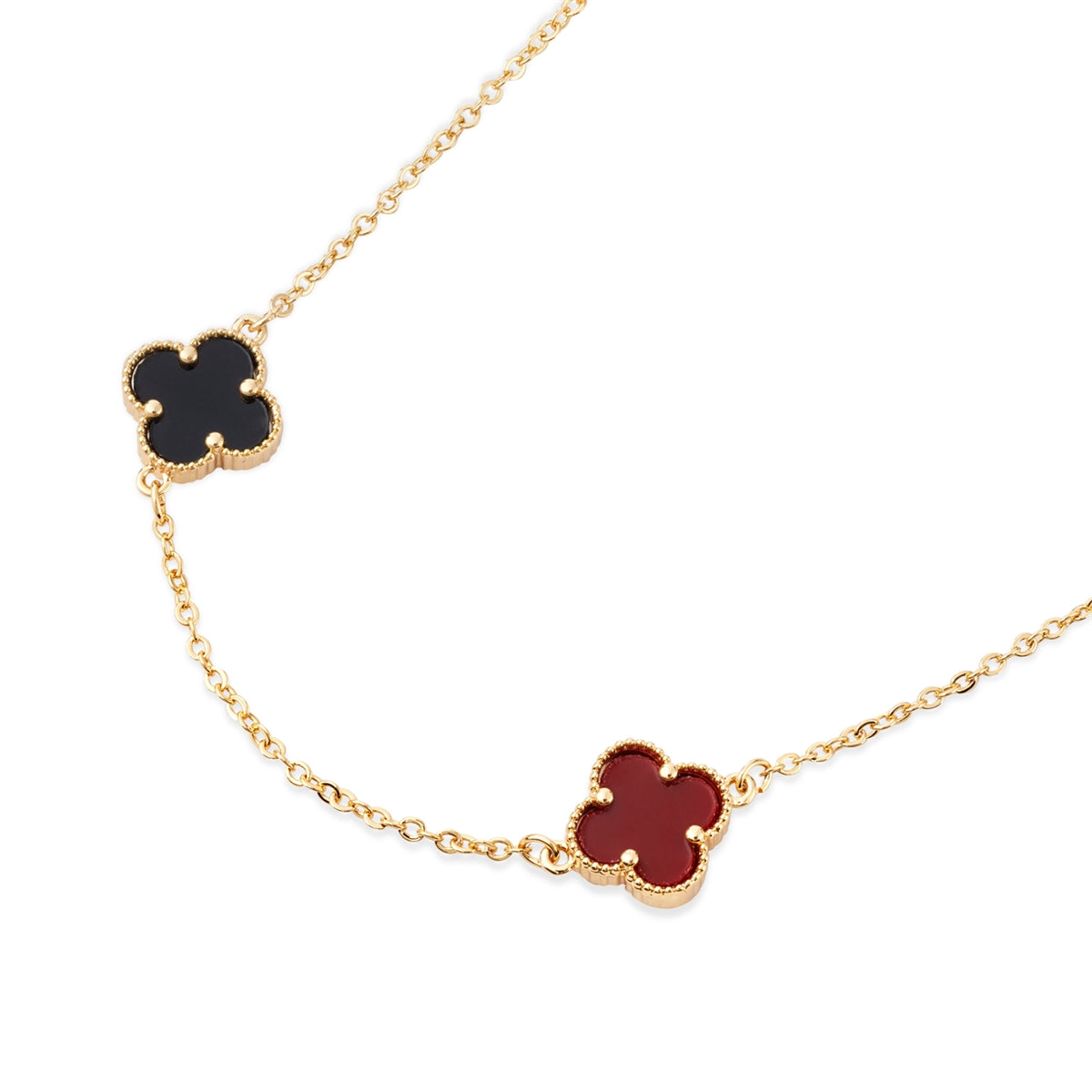 August Woods Gold Burgundy Multi Clover Necklace