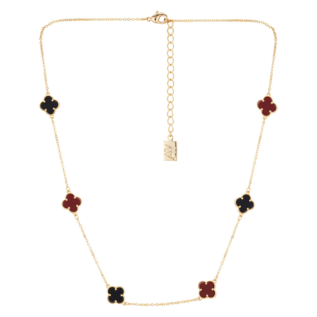 August Woods Gold Burgundy Multi Clover Necklace
