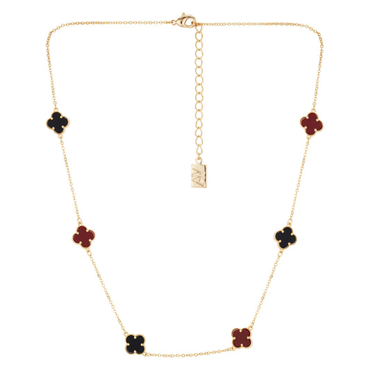 August Woods Gold Burgundy Multi Clover Necklace