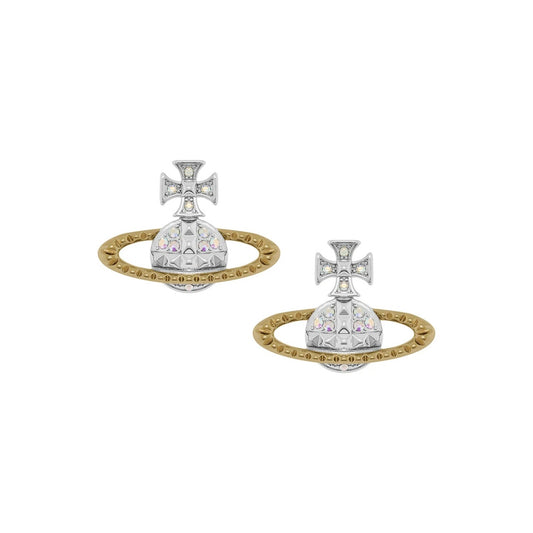Vivienne Westwood Silver Two Tone Mayfair Bas Relief Stud Earrings