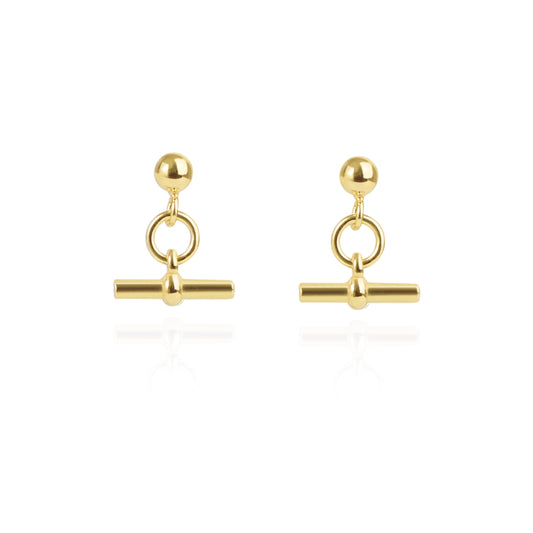 Argento Gold Ball T-Bar Drop Earrings
