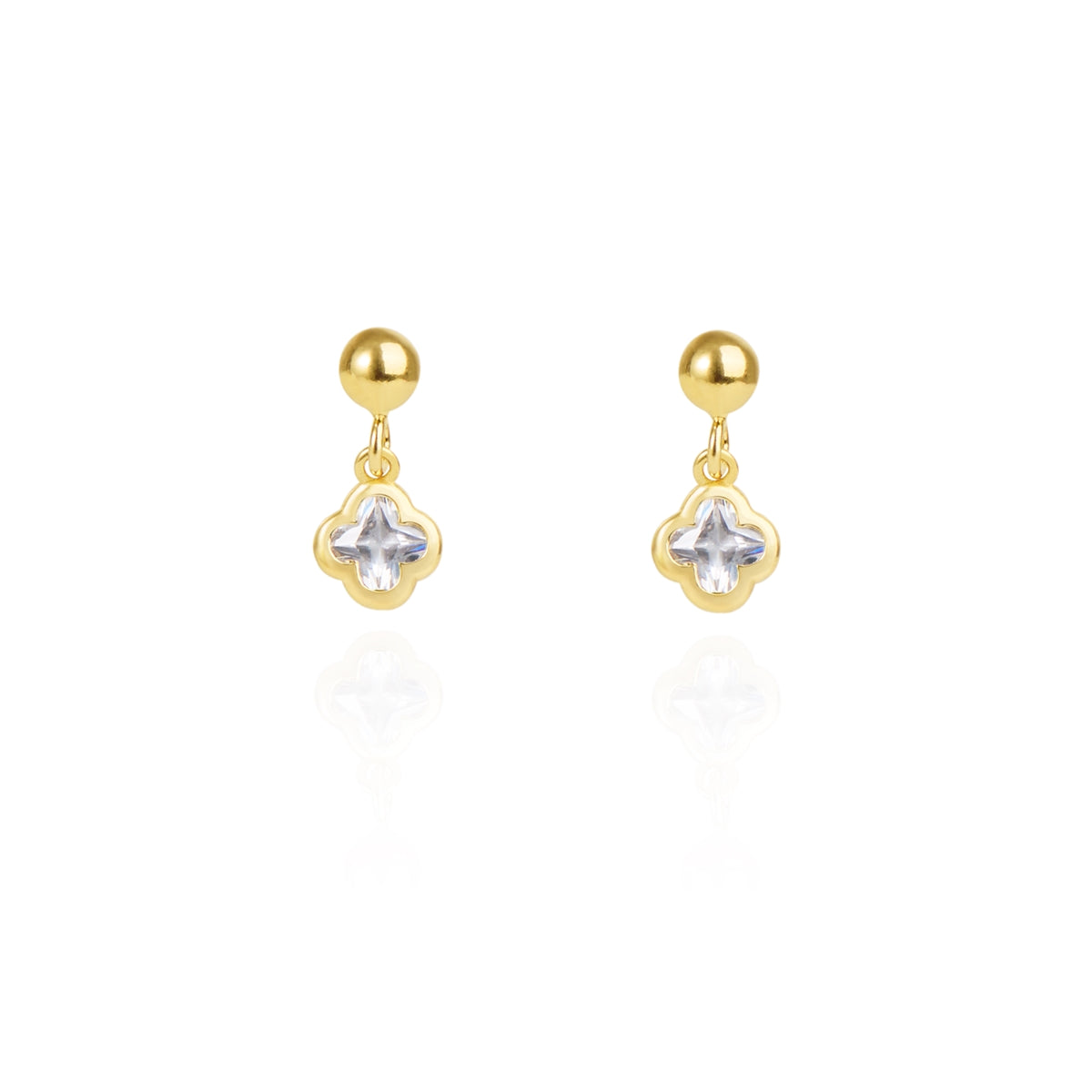 Argento Gold Petite Clover CZ Earrings