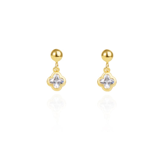 Argento Gold Petite Clover CZ Earrings