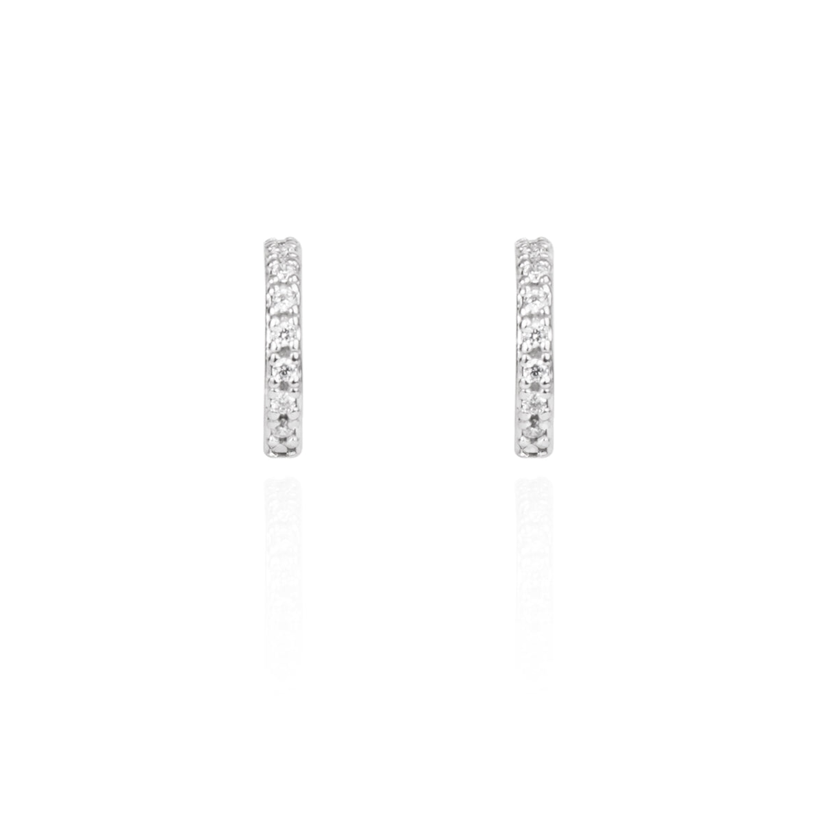 Argento Silver CZ Huggie Hoop Earrings