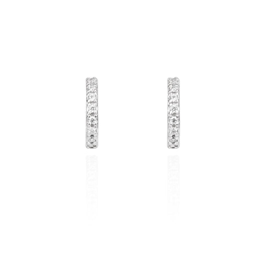 Argento Silver CZ Huggie Hoop Earrings
