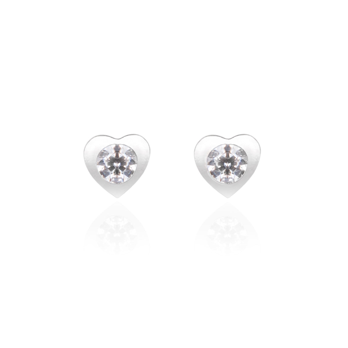 Argento Silver Heart CZ Stud Earrings