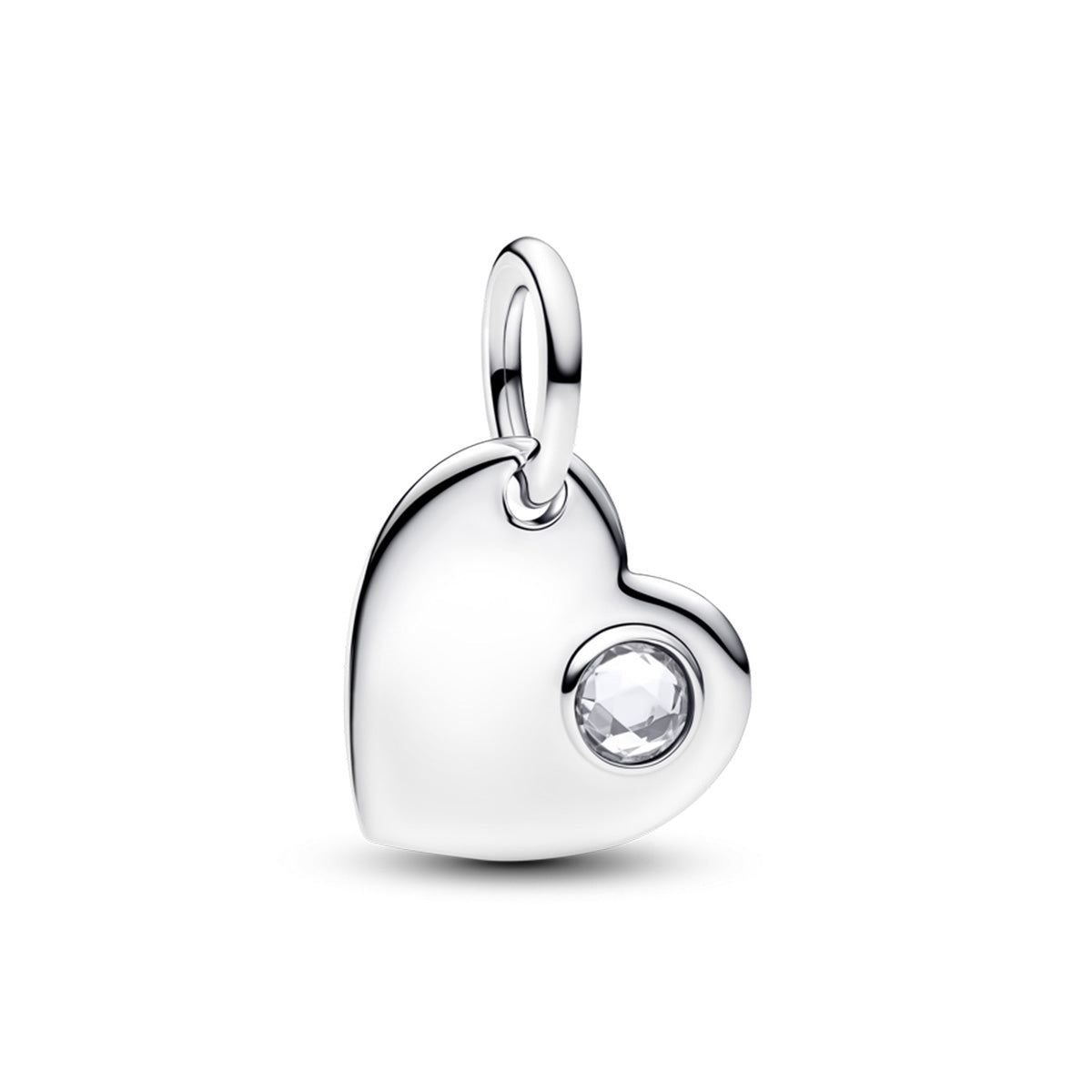 Pandora Silver April Birthstone Engravable Heart Dangle Charm