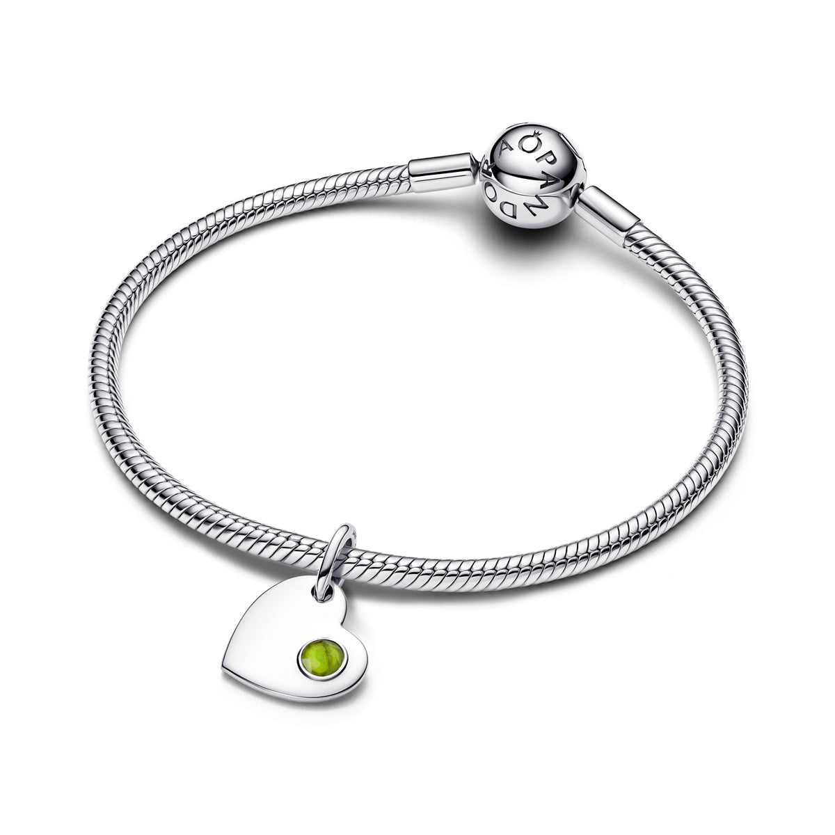 Pandora Silver August Birthstone Engravable Heart Dangle Charm