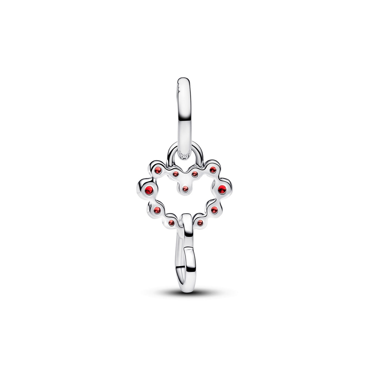 Pandora Silver Connected Hearts & Red Stones Dangle Charm