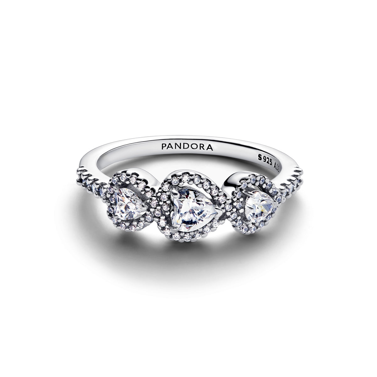 Pandora Silver Halo Heart Trilogy Ring