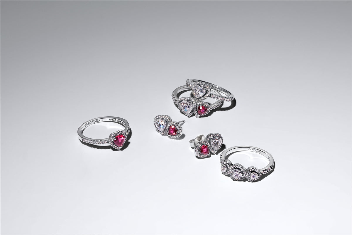 Pandora Silver Halo Heart Trilogy Ring