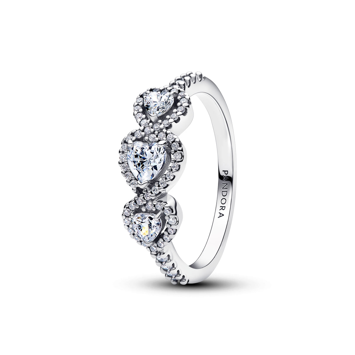Pandora Silver Halo Heart Trilogy Ring