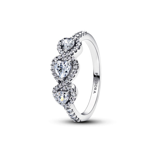 Pandora Silver Halo Heart Trilogy Ring