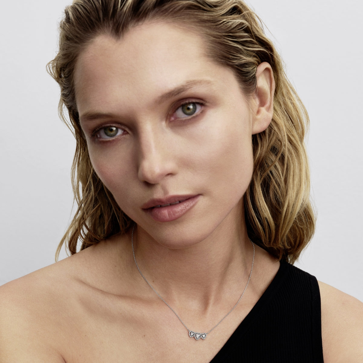 Pandora Silver Halo Heart Trilogy Collier Necklace