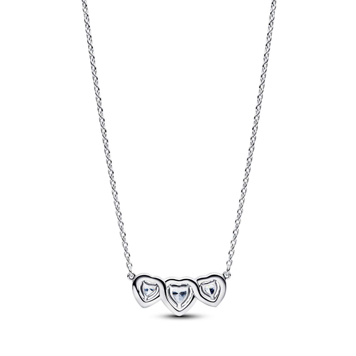 Pandora Silver Halo Heart Trilogy Collier Necklace