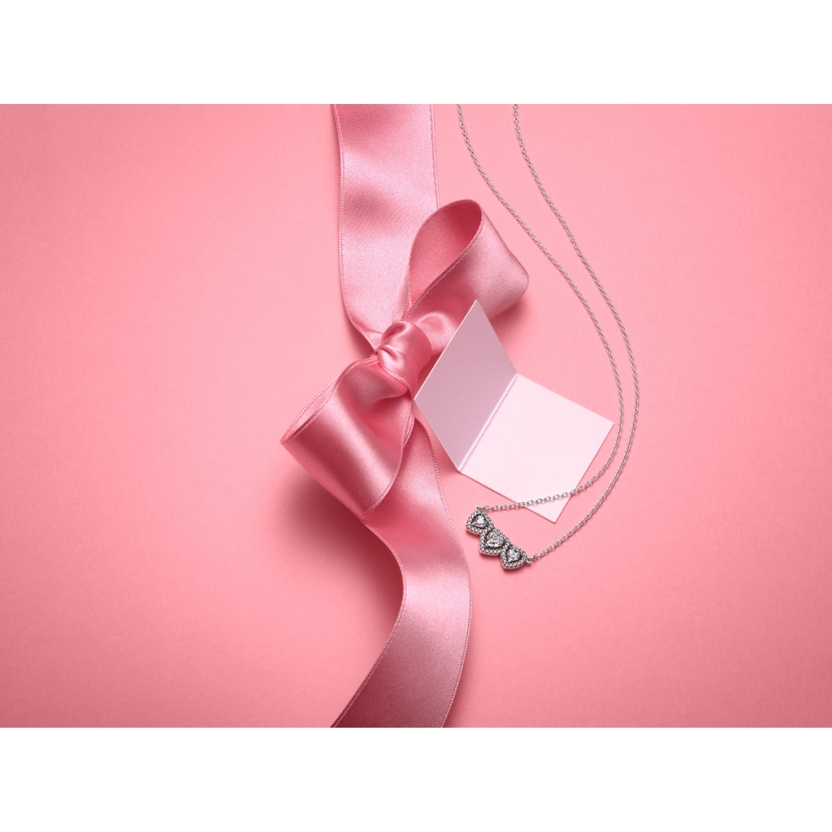 Pandora Silver Halo Heart Trilogy Collier Necklace