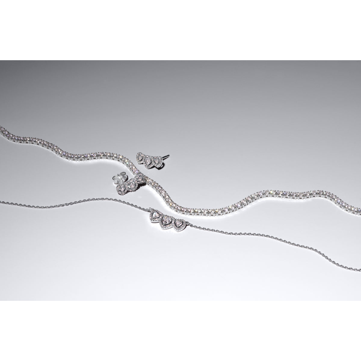 Pandora Silver Halo Heart Trilogy Collier Necklace