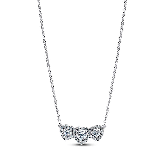 Pandora Silver Halo Heart Trilogy Collier Necklace