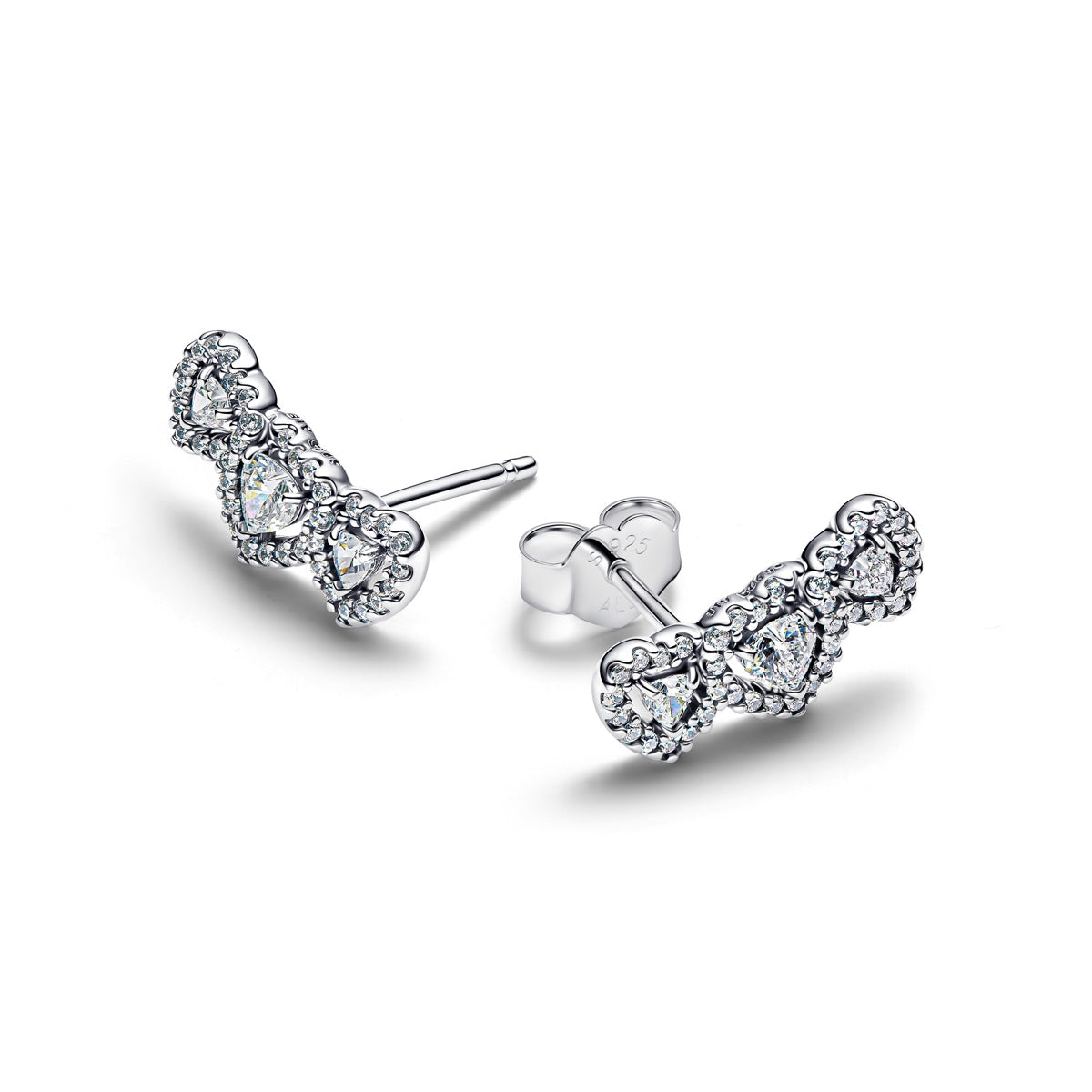Pandora Silver Halo Heart Trilogy Stud Earrings