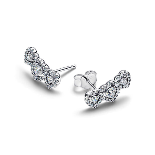 Pandora Silver Halo Heart Trilogy Stud Earrings