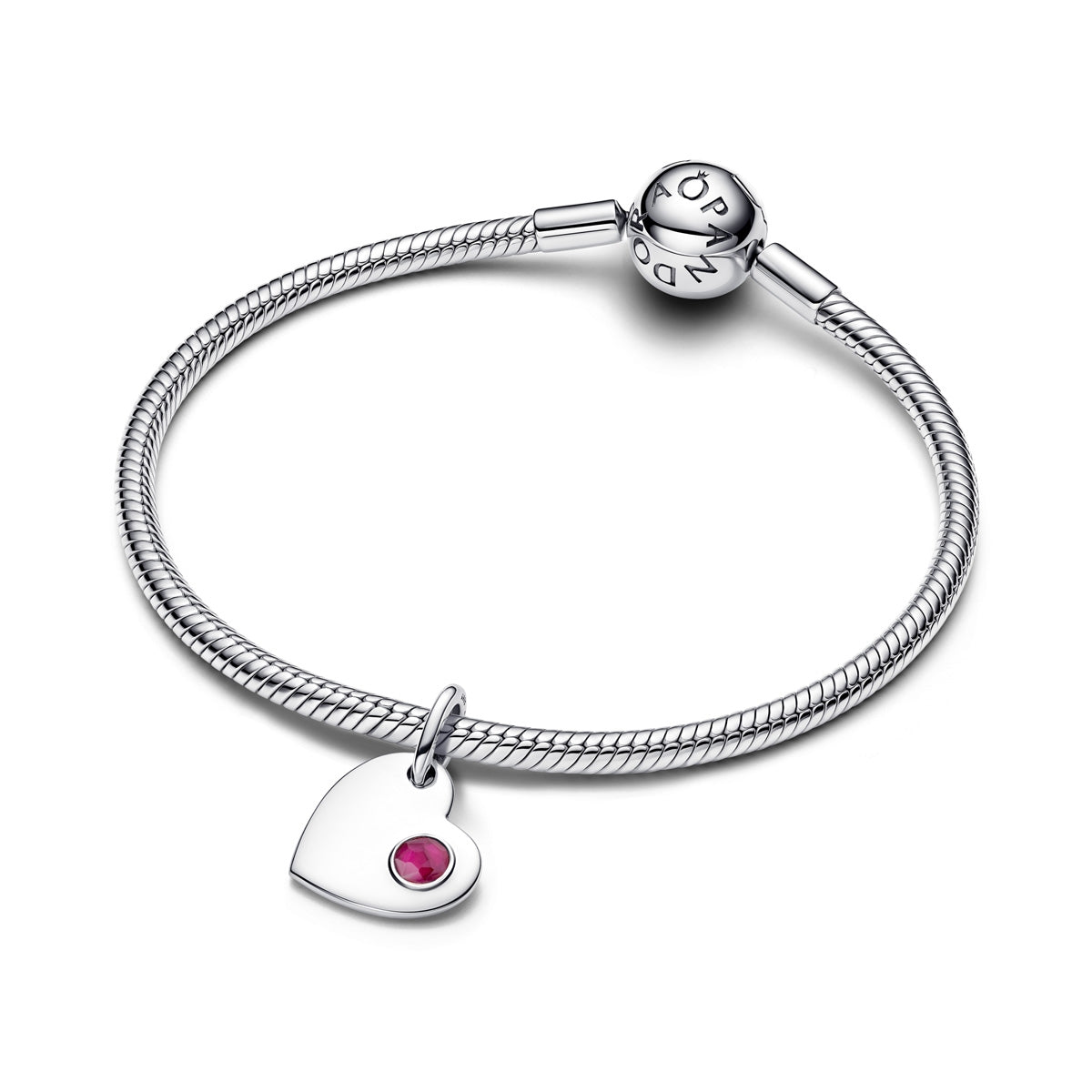 Pandora Silver July Birthstone Engravable Heart Dangle Charm