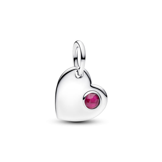Pandora Silver July Birthstone Engravable Heart Dangle Charm