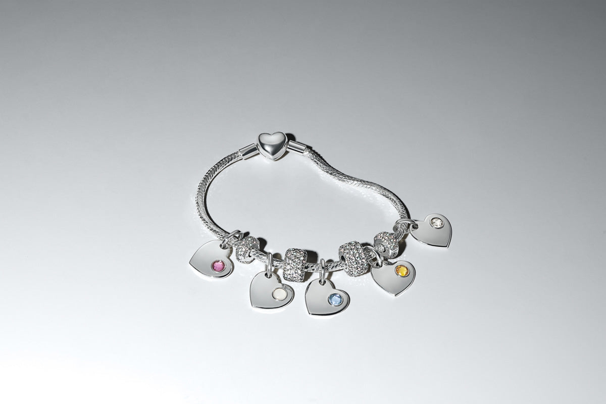 Pandora Silver June Birthstone Engravable Heart Dangle Charm