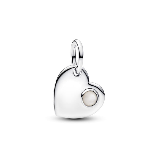 Pandora Silver June Birthstone Engravable Heart Dangle Charm