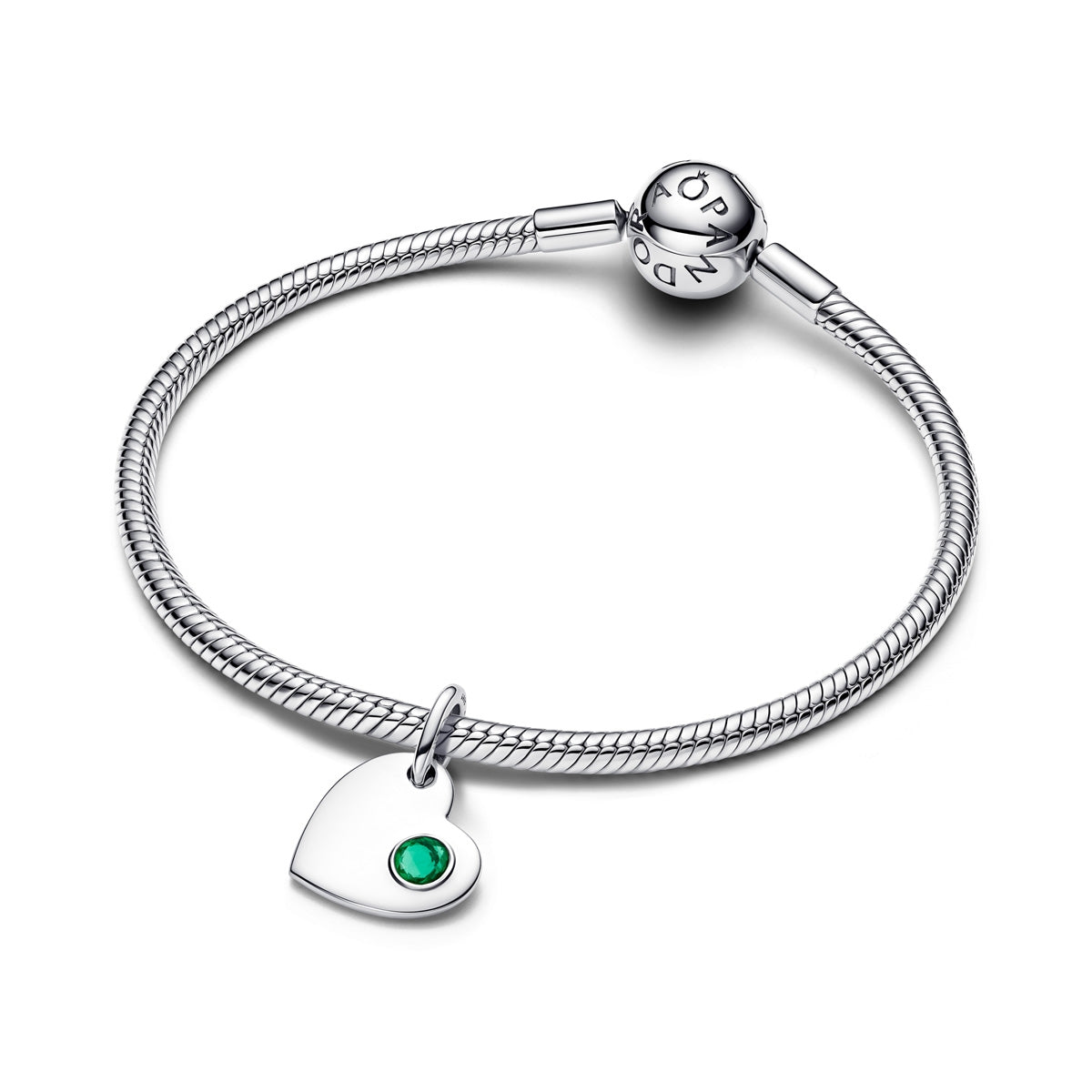 Pandora Silver May Birthstone Engravable Heart Dangle Charm