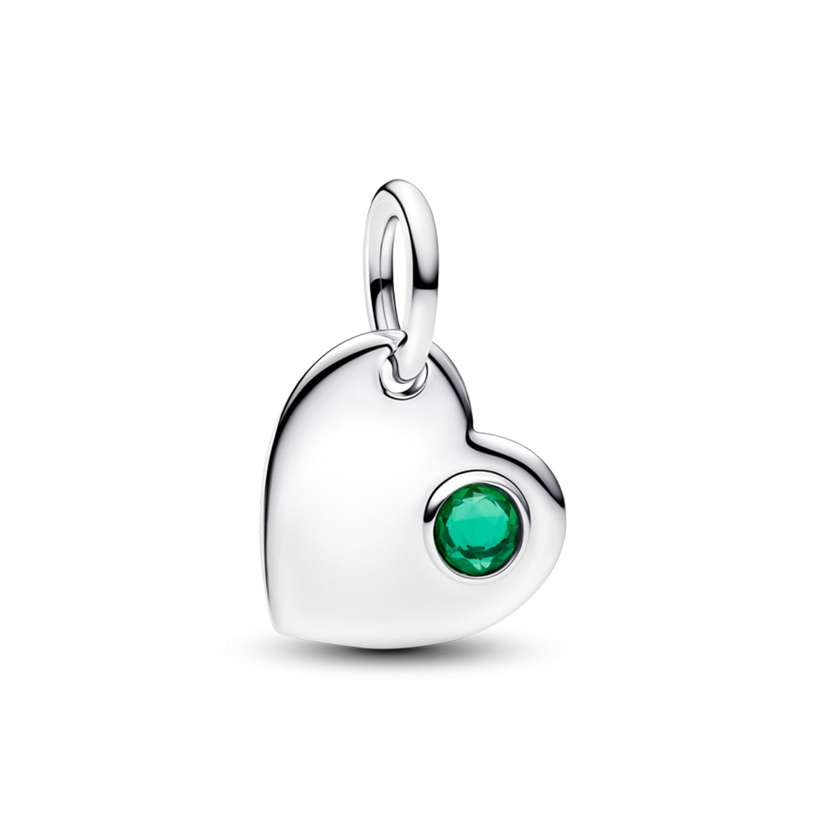 Pandora Silver May Birthstone Engravable Heart Dangle Charm