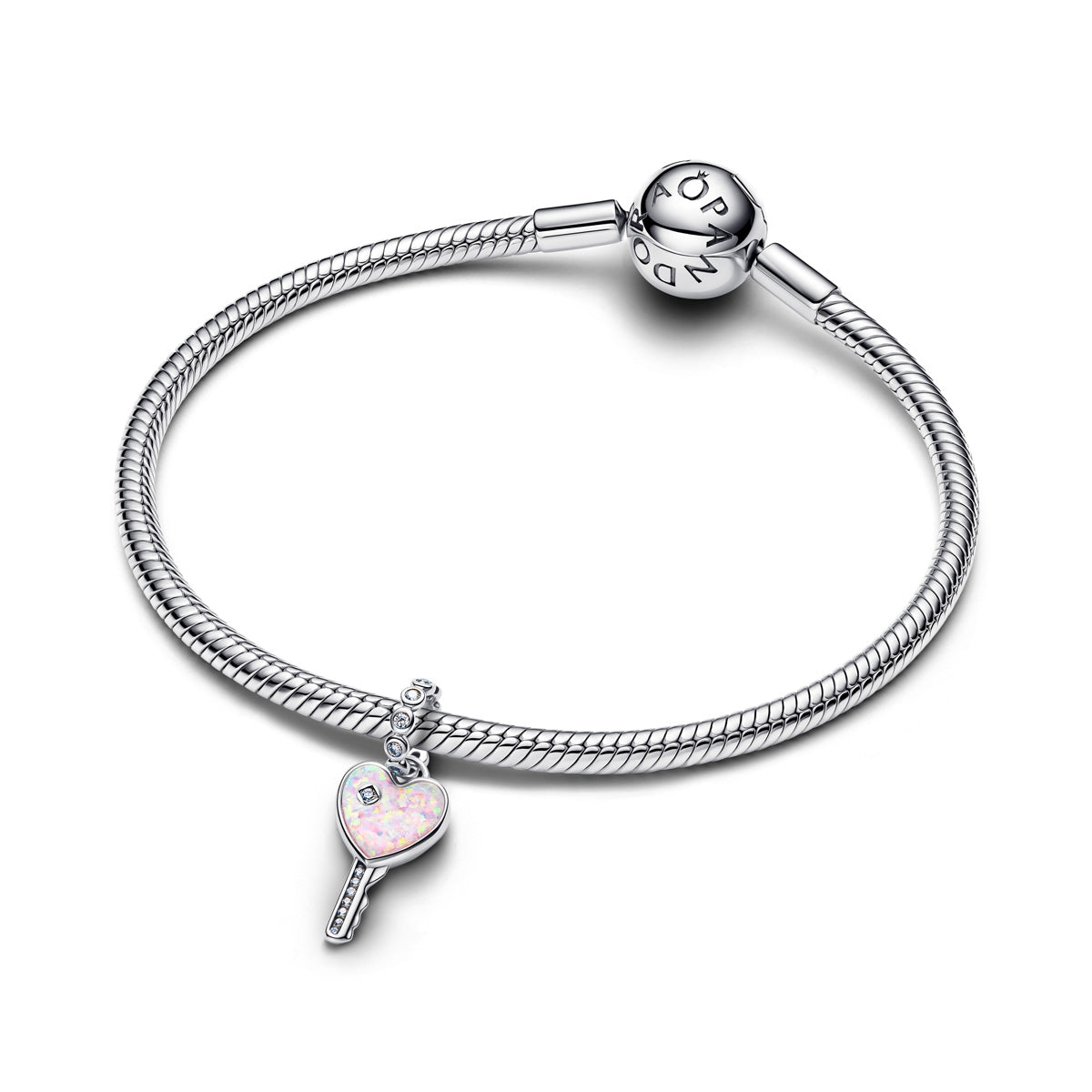 Pandora Silver Opalescent Heart Key Dangle Charm