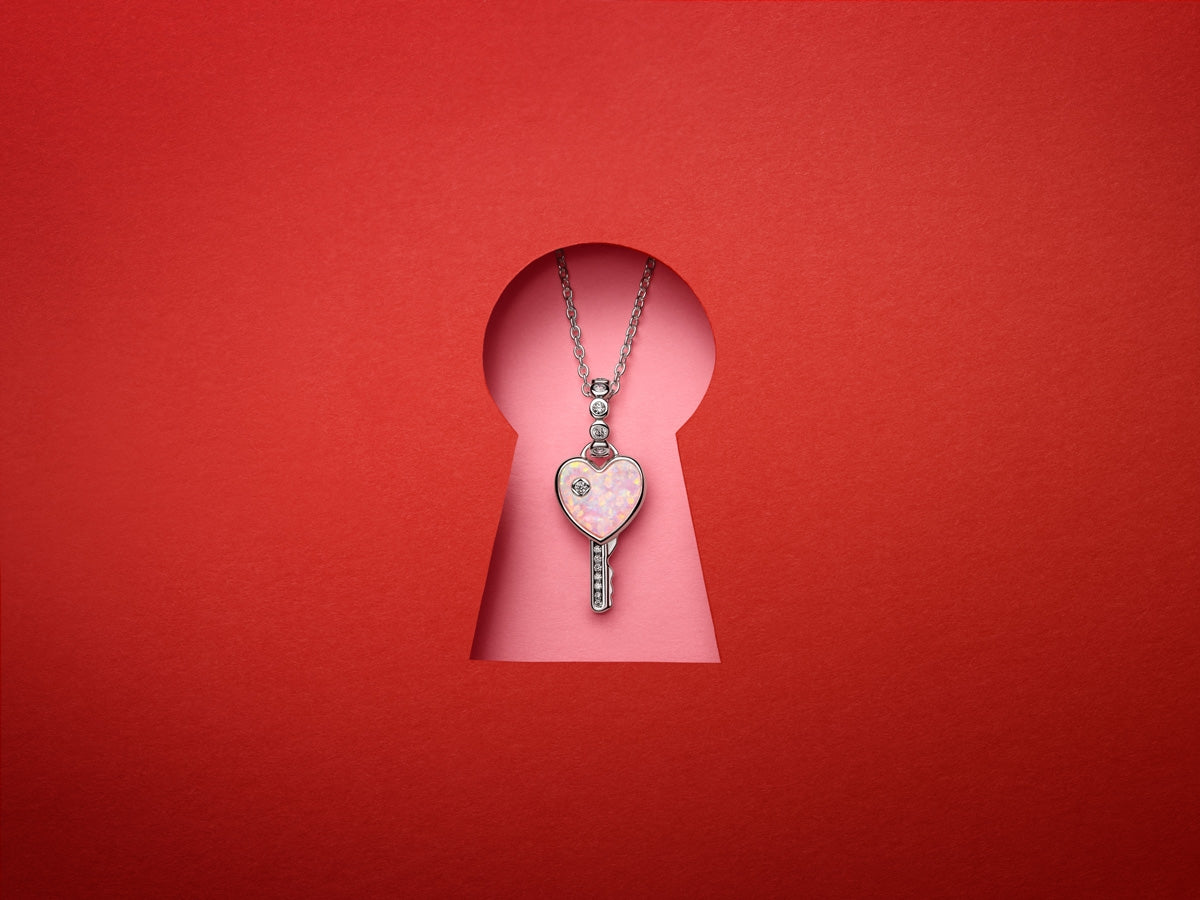 Pandora Silver Opalescent Heart Key Dangle Charm