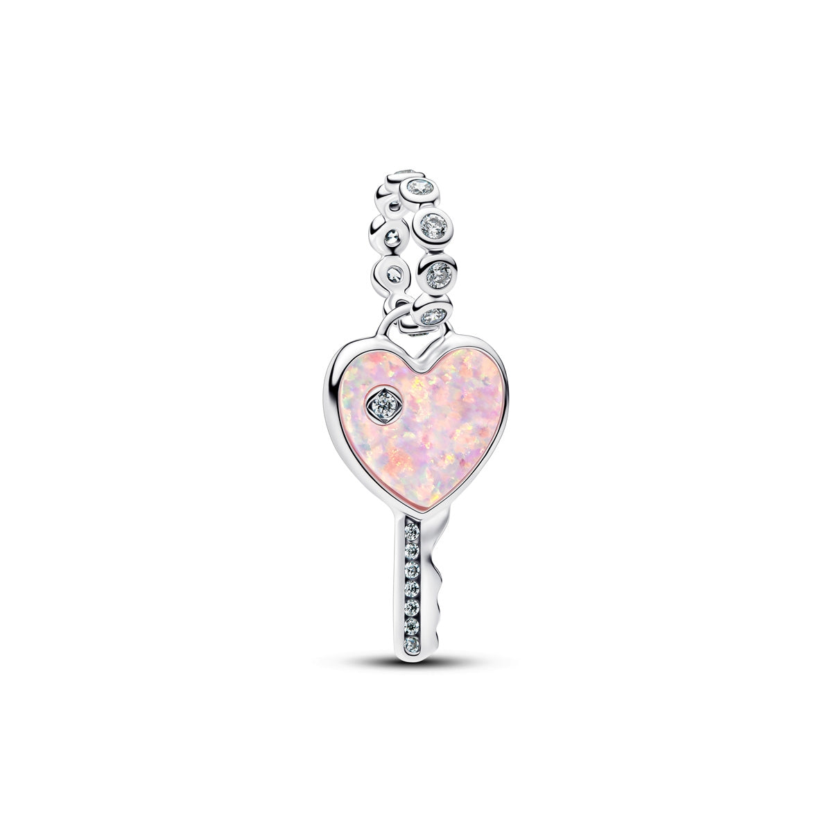 Pandora Silver Opalescent Heart Key Dangle Charm