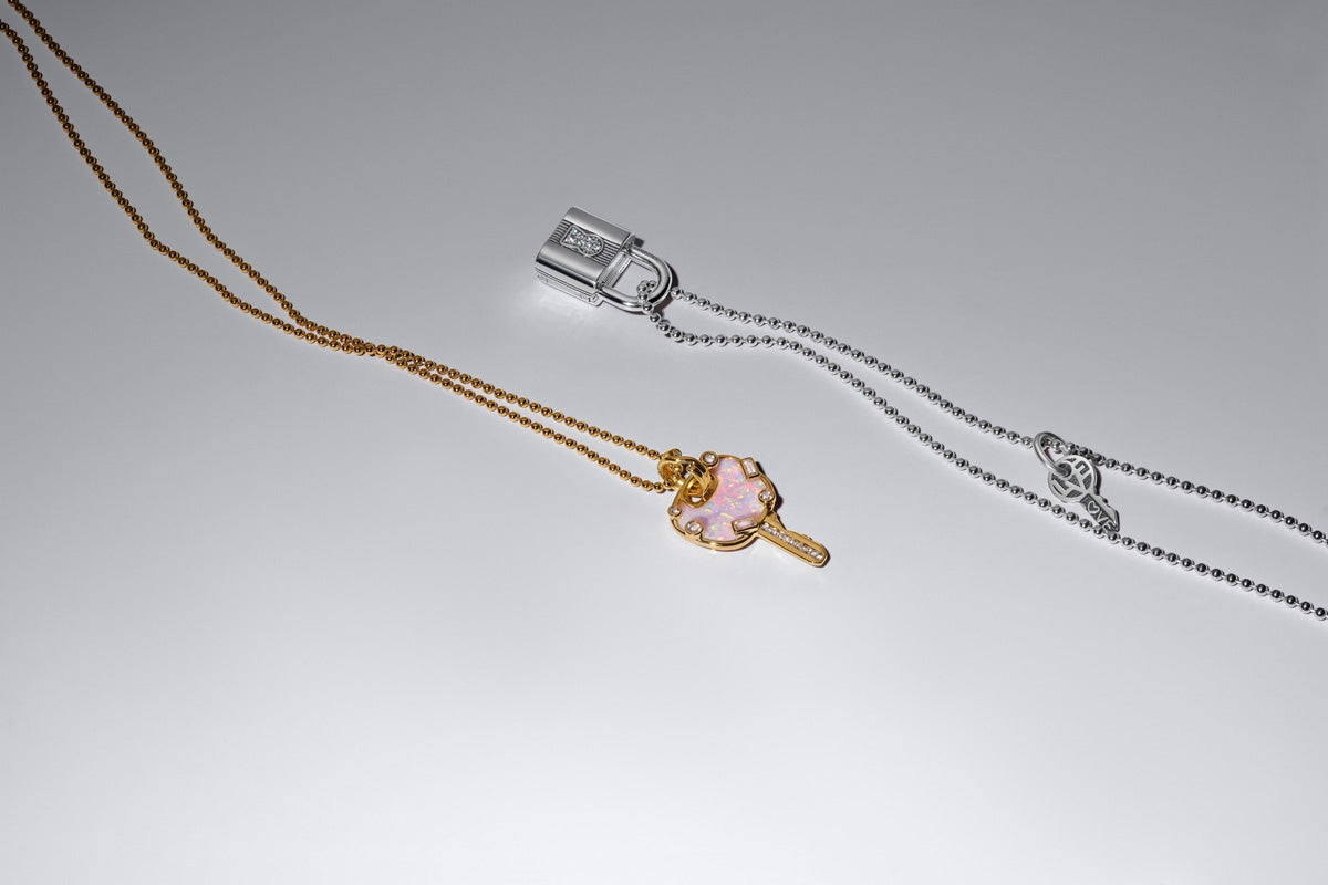 Pandora Gold Opalescent Pink Love Key Large Dangle Charm