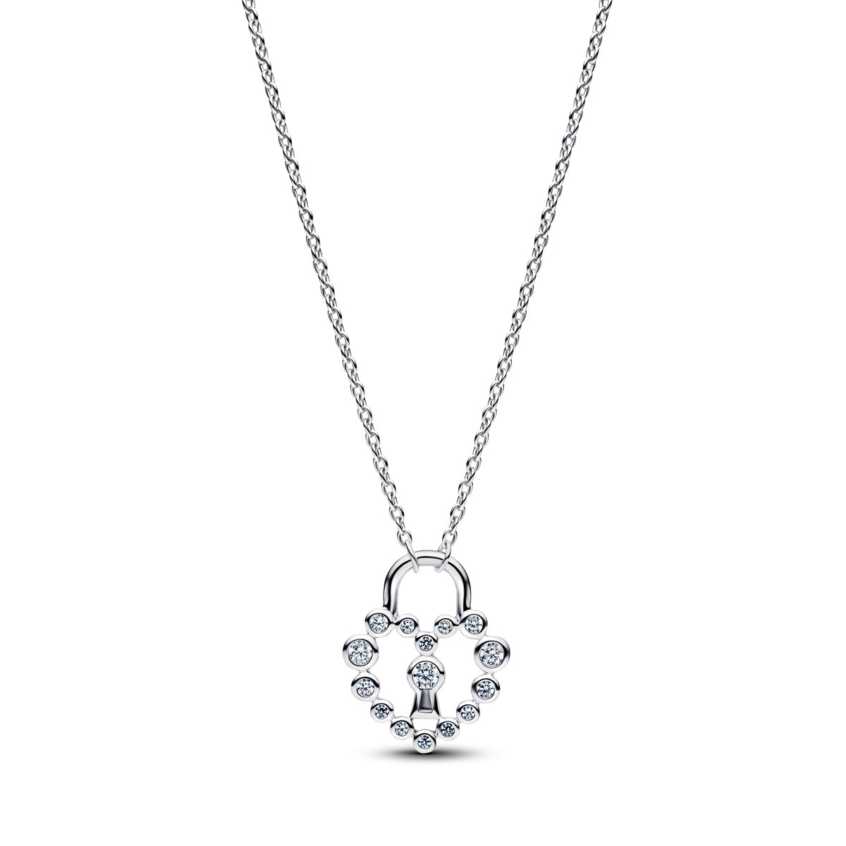 Pandora Silver Sparkling Heart Padlock Pendant Necklace