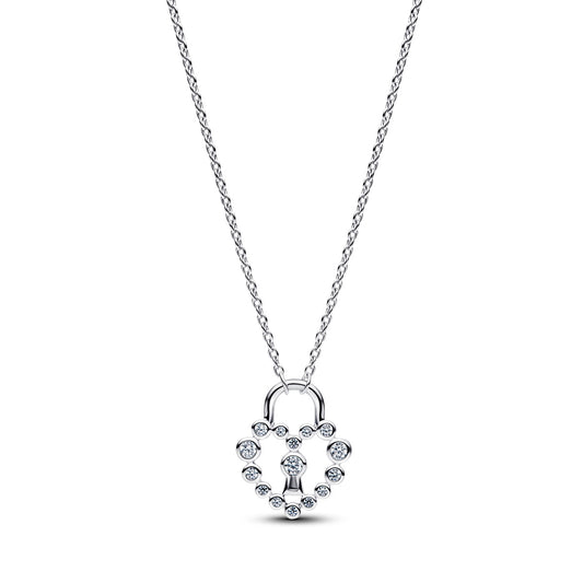 Pandora Silver Sparkling Heart Padlock Pendant Necklace