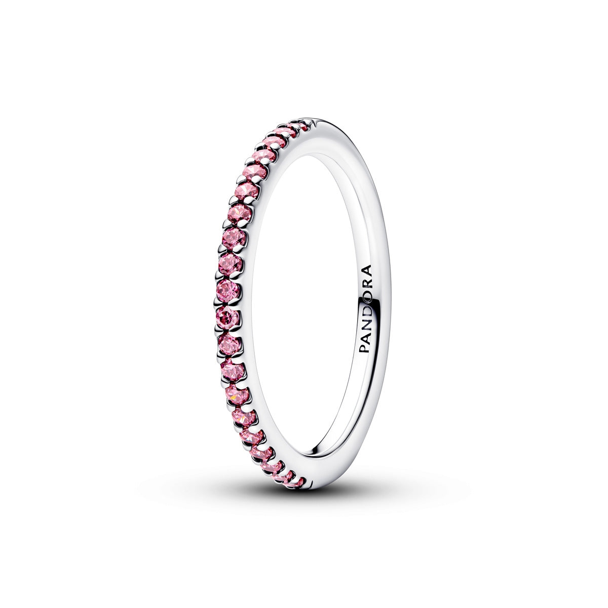 Pandora Silver Sparkling Pink Band Ring