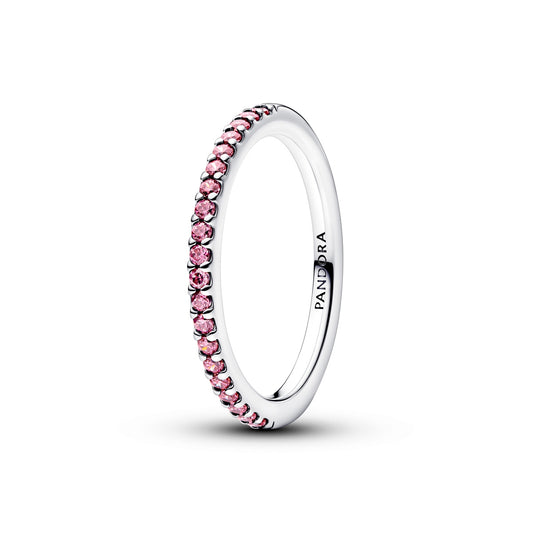 Pandora Silver Sparkling Pink Band Ring